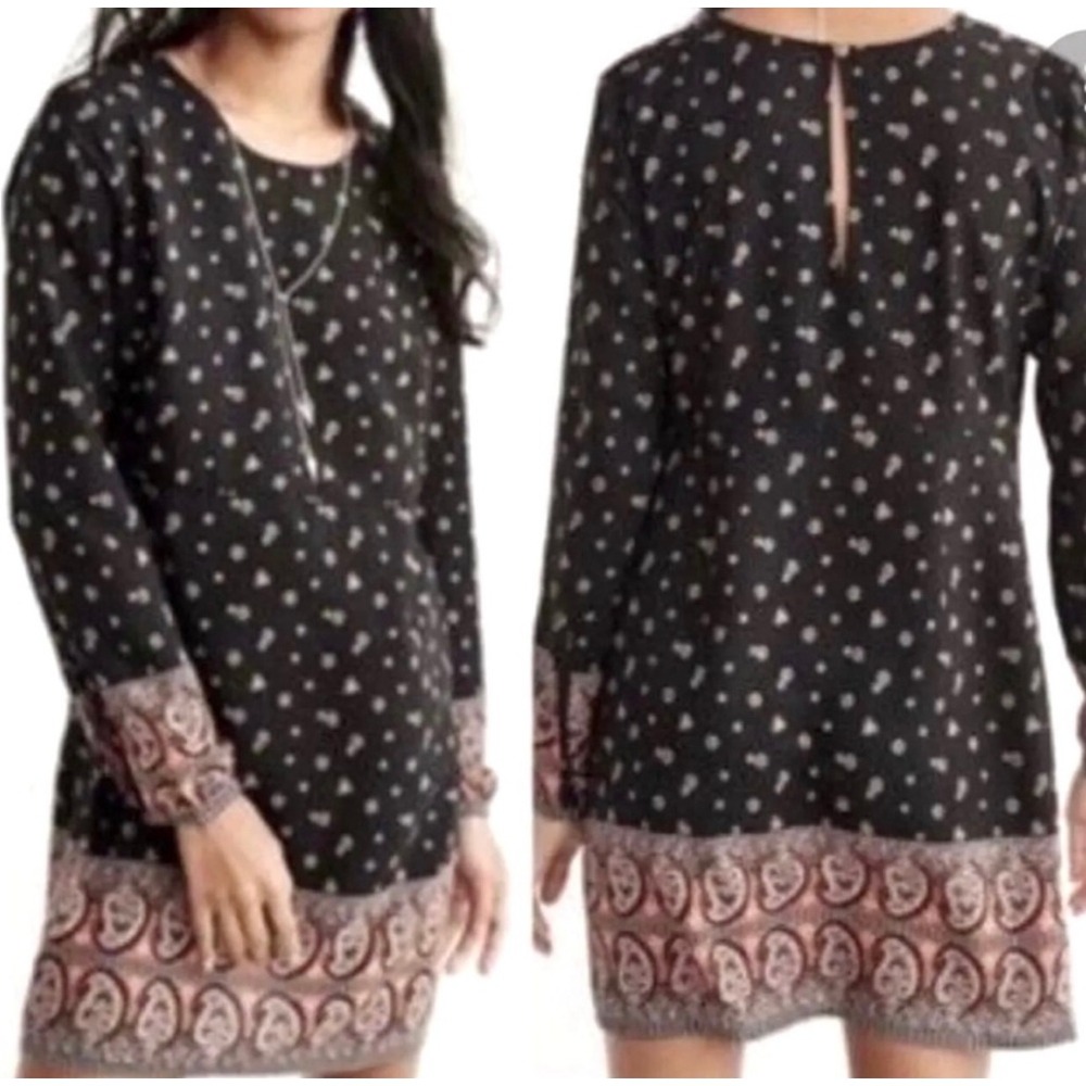 Abercrombie & Fitch Women's Paisley Long Sleeved Keyhole Dress Size Med - Picture 3 of 16